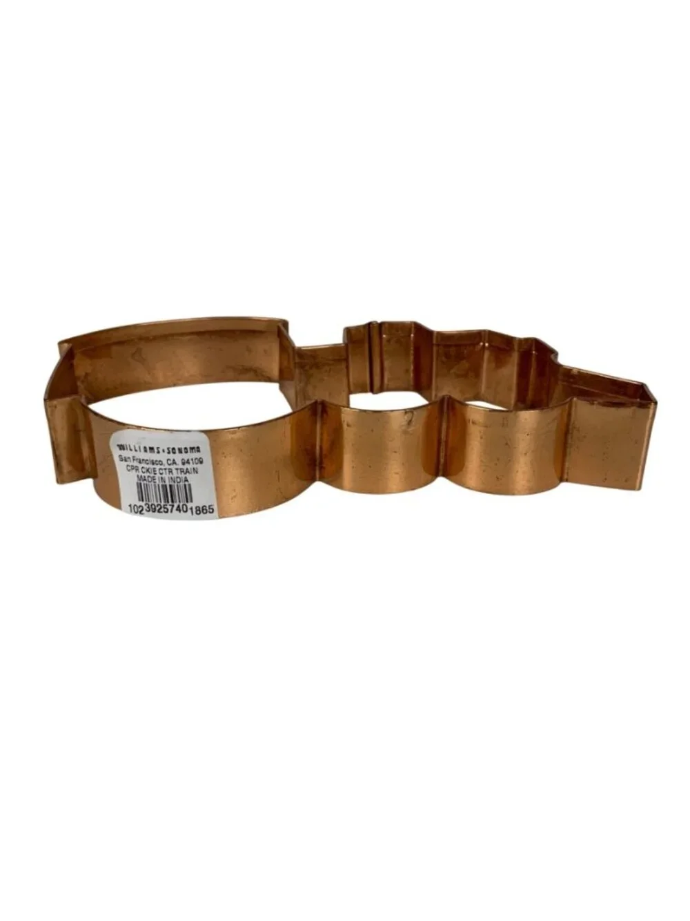 William Sonoma Copper Cookie Cutter Train Shape Large 7 Inch New Made In India